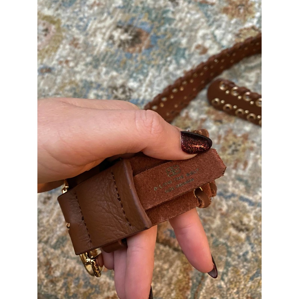 NWT B-Low the Belt Reese Western Perforated Laced Up Belt Brown Gold Medium - Picture 6 of 8